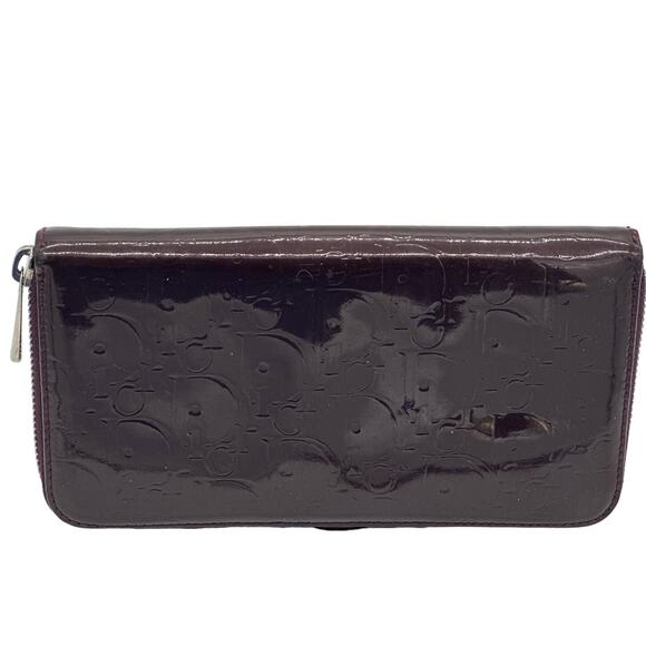Christian Dior‎ Diorissimo Pattern Vingtage Continental Patton Burgundy Wallet - Picture 1 of 11